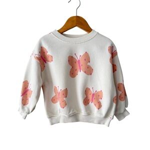 Zara Cream Butterfly Crew Sweatshirt 3 Years